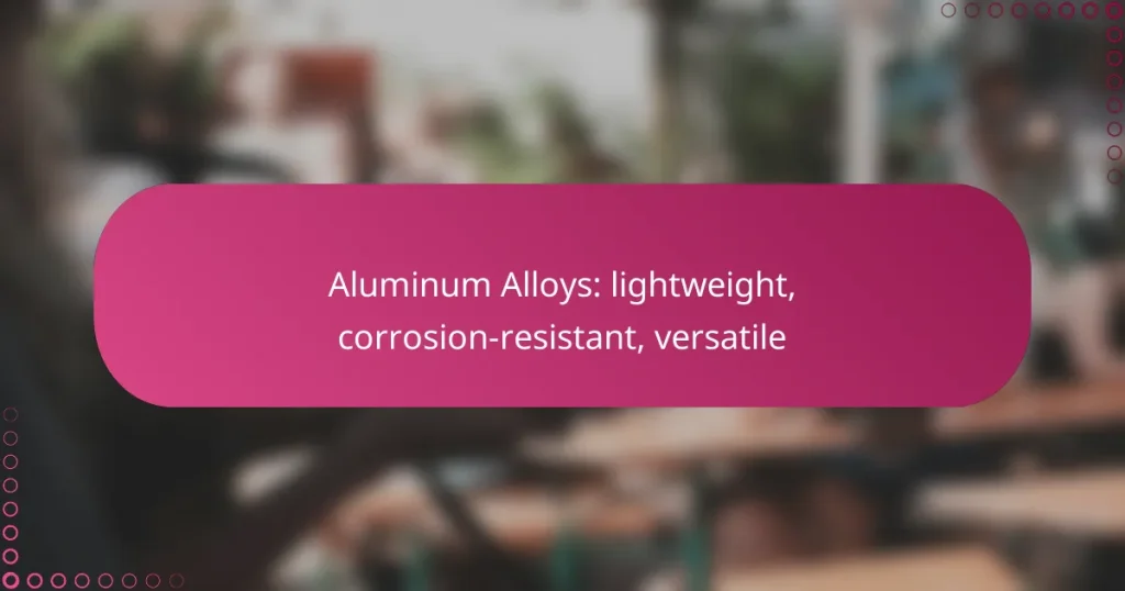 Aluminum Alloys: lightweight, corrosion-resistant, versatile