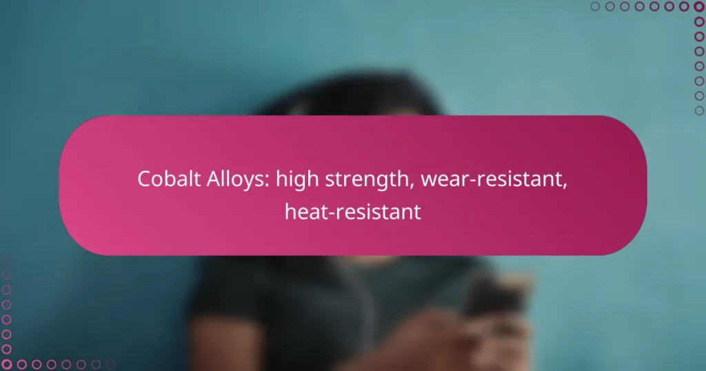 Cobalt Alloys: high strength, wear-resistant, heat-resistant
