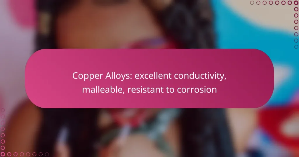 Copper Alloys: excellent conductivity, malleable, resistant to corrosion
