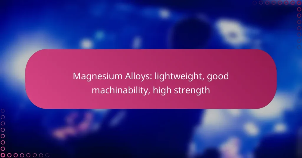 Magnesium Alloys: lightweight, good machinability, high strength