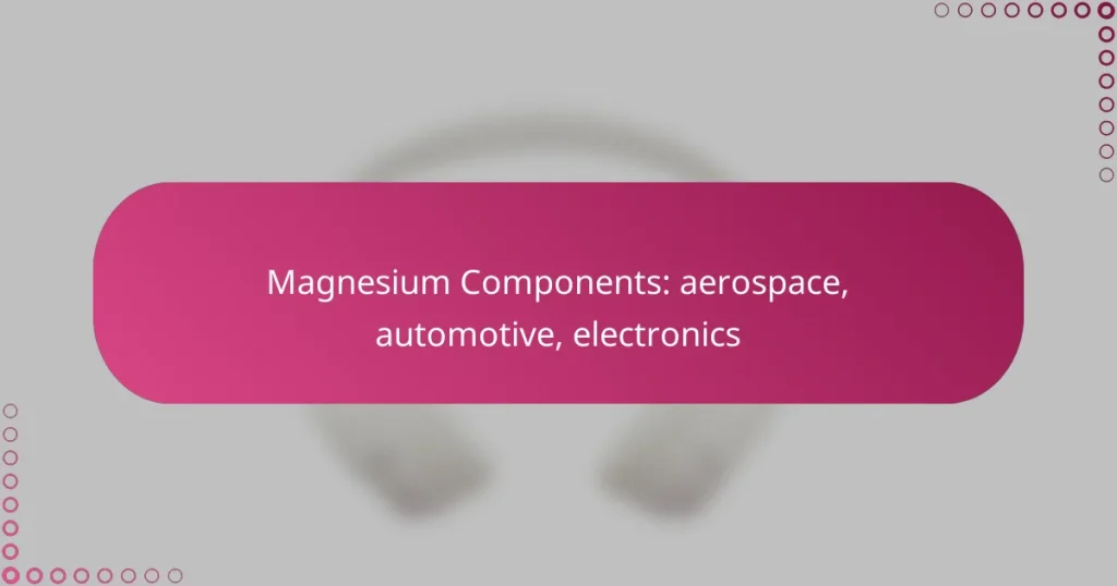 Magnesium Components: aerospace, automotive, electronics