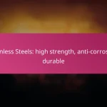 Stainless Steels: high strength, anti-corrosive, durable