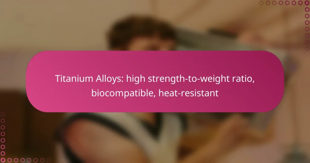 Titanium Alloys: high strength-to-weight ratio, biocompatible, heat-resistant