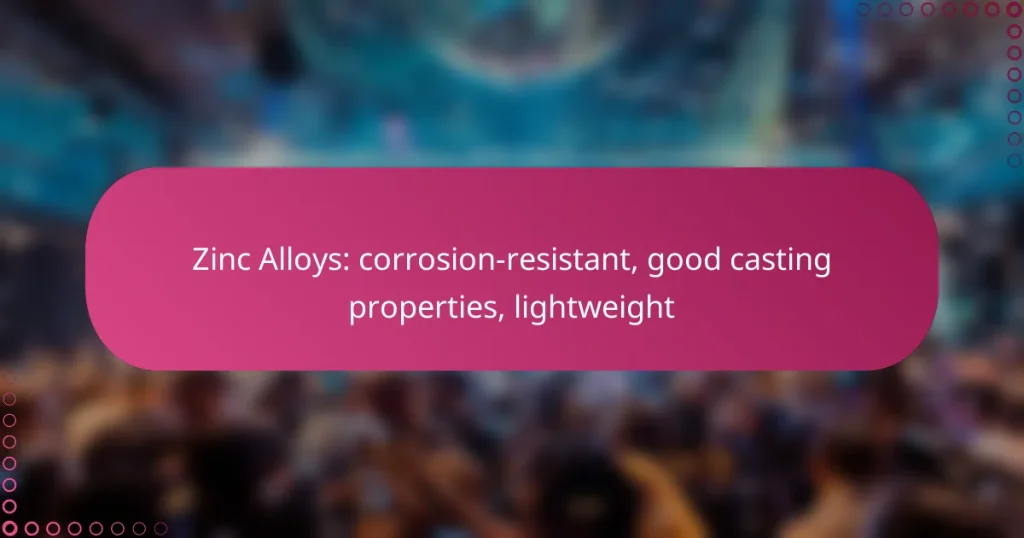 Zinc Alloys: corrosion-resistant, good casting properties, lightweight