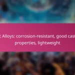 Zinc Alloys: corrosion-resistant, good casting properties, lightweight