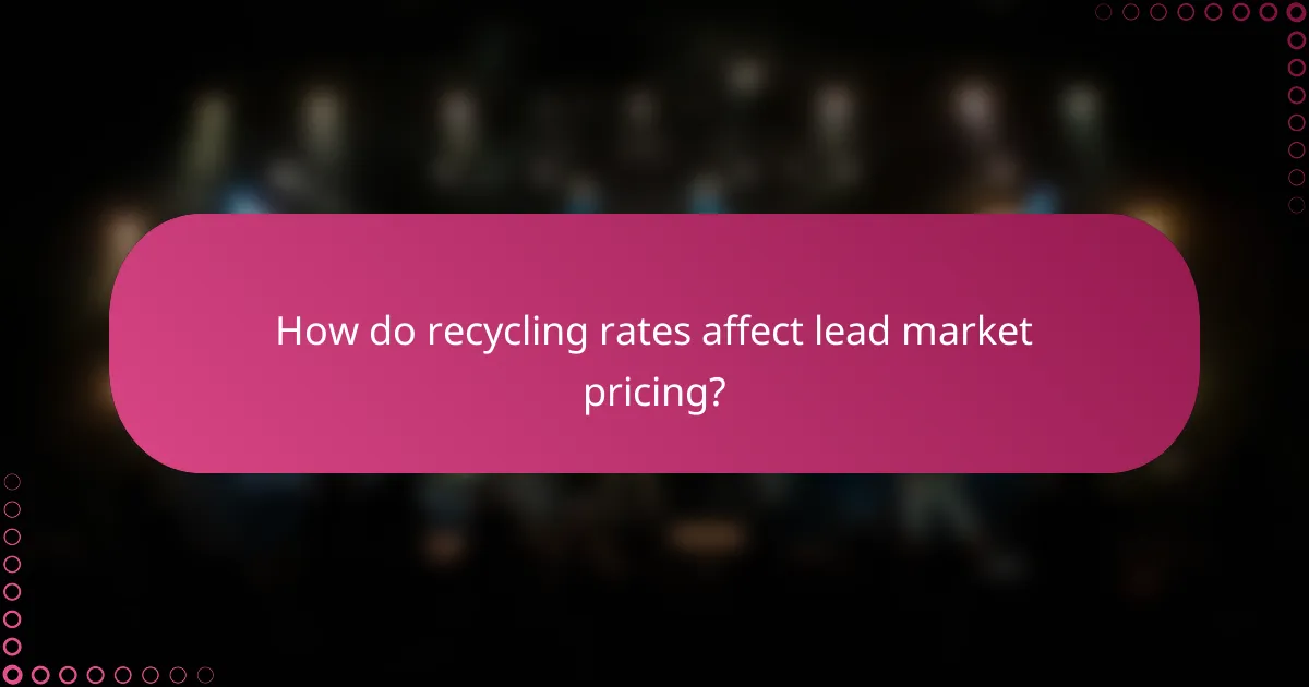 How do recycling rates affect lead market pricing?